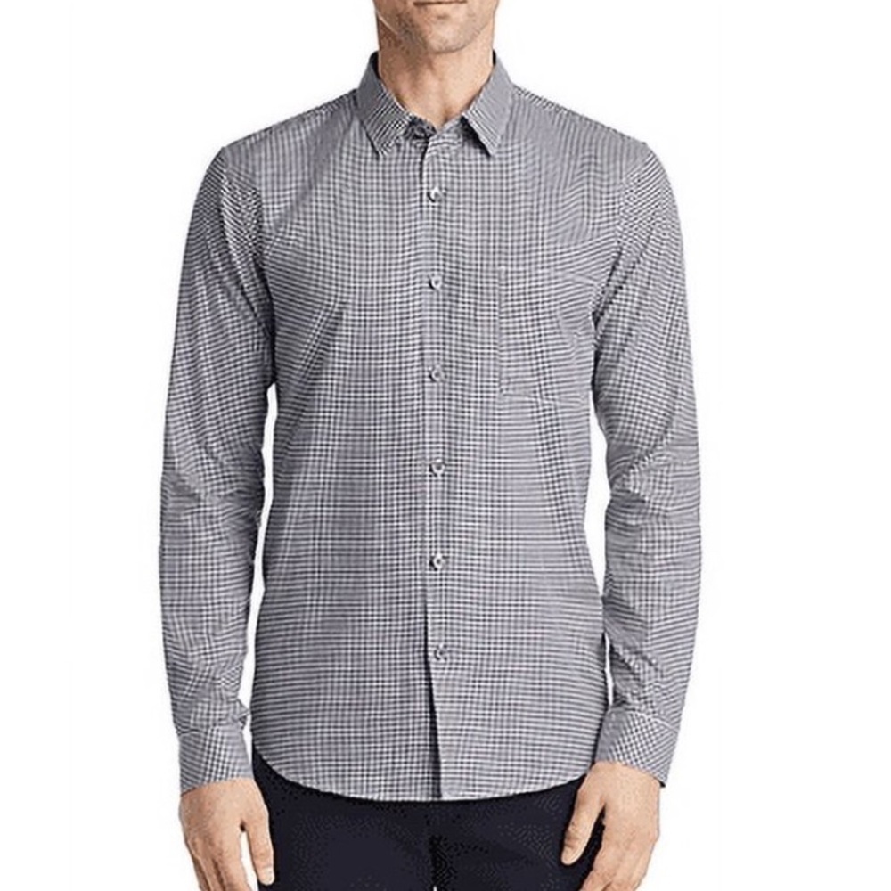 Theory Black White gingham Button down shirt size L